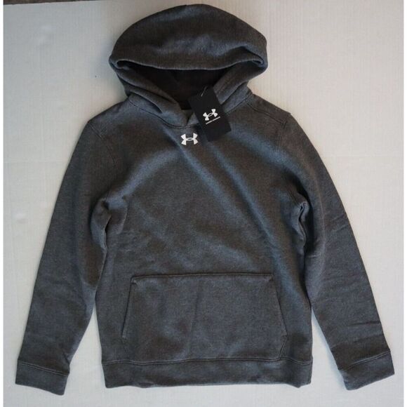 Under Armour 1300129 090 Youth Boy's Sz L Gray Hustle Fleece Hooded Sweatshirt - Picture 1 of 4